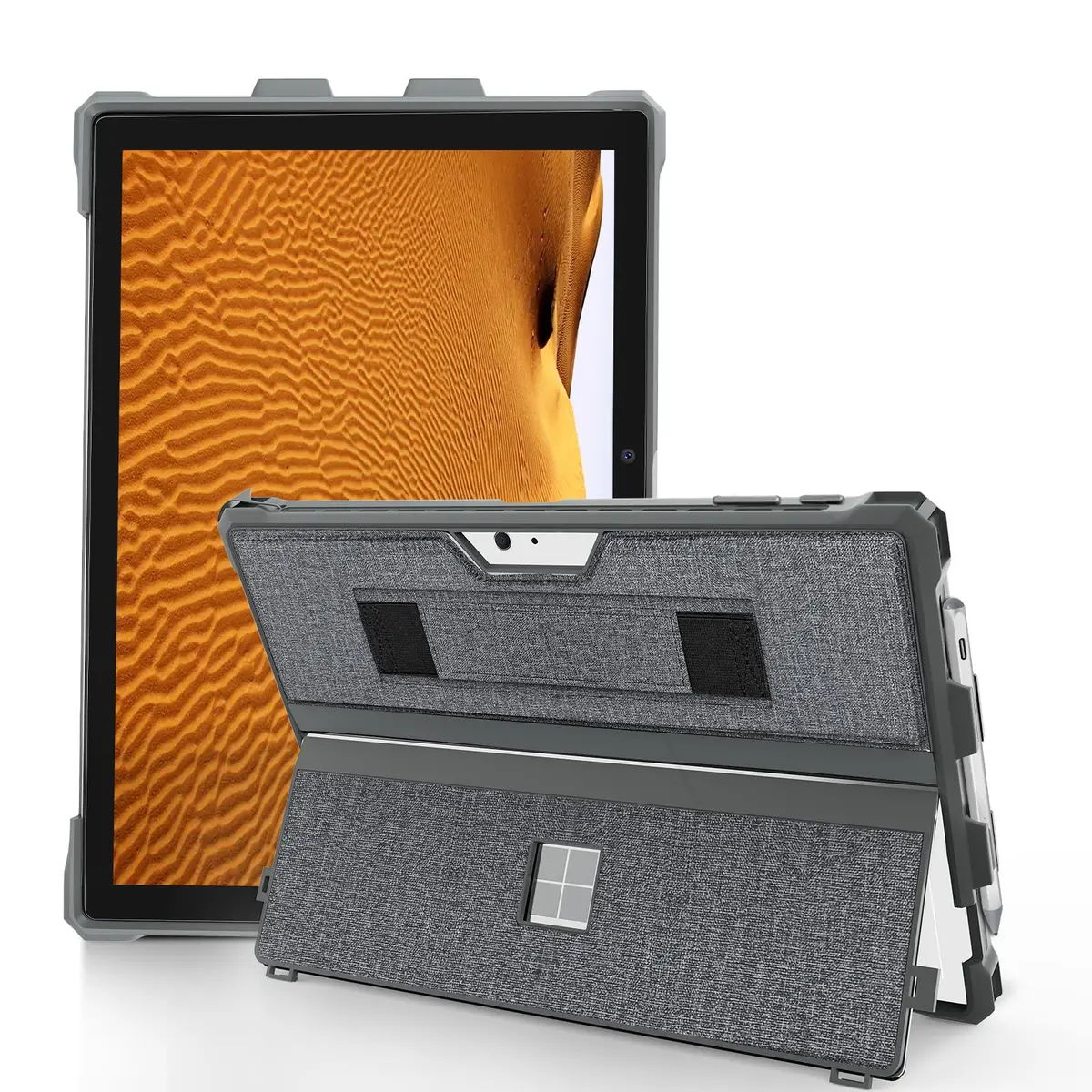 YORUNOHOSHI Rugged Case for 12.3" Surface Pro 7+/7/6/5/4 with Pen Holder & Hand Strap | Dark Gray - main product image