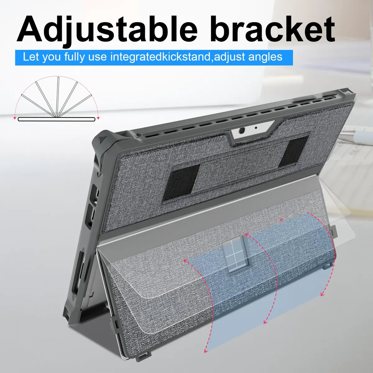 YORUNOHOSHI Rugged Case for 12.3" Surface Pro 7+/7/6/5/4 with Pen Holder & Hand Strap | Dark Gray - view 5