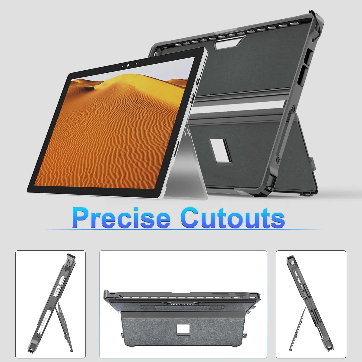 YORUNOHOSHI Rugged Case for 12.3" Surface Pro 7+/7/6/5/4 with Pen Holder & Hand Strap | Dark Gray - view 4