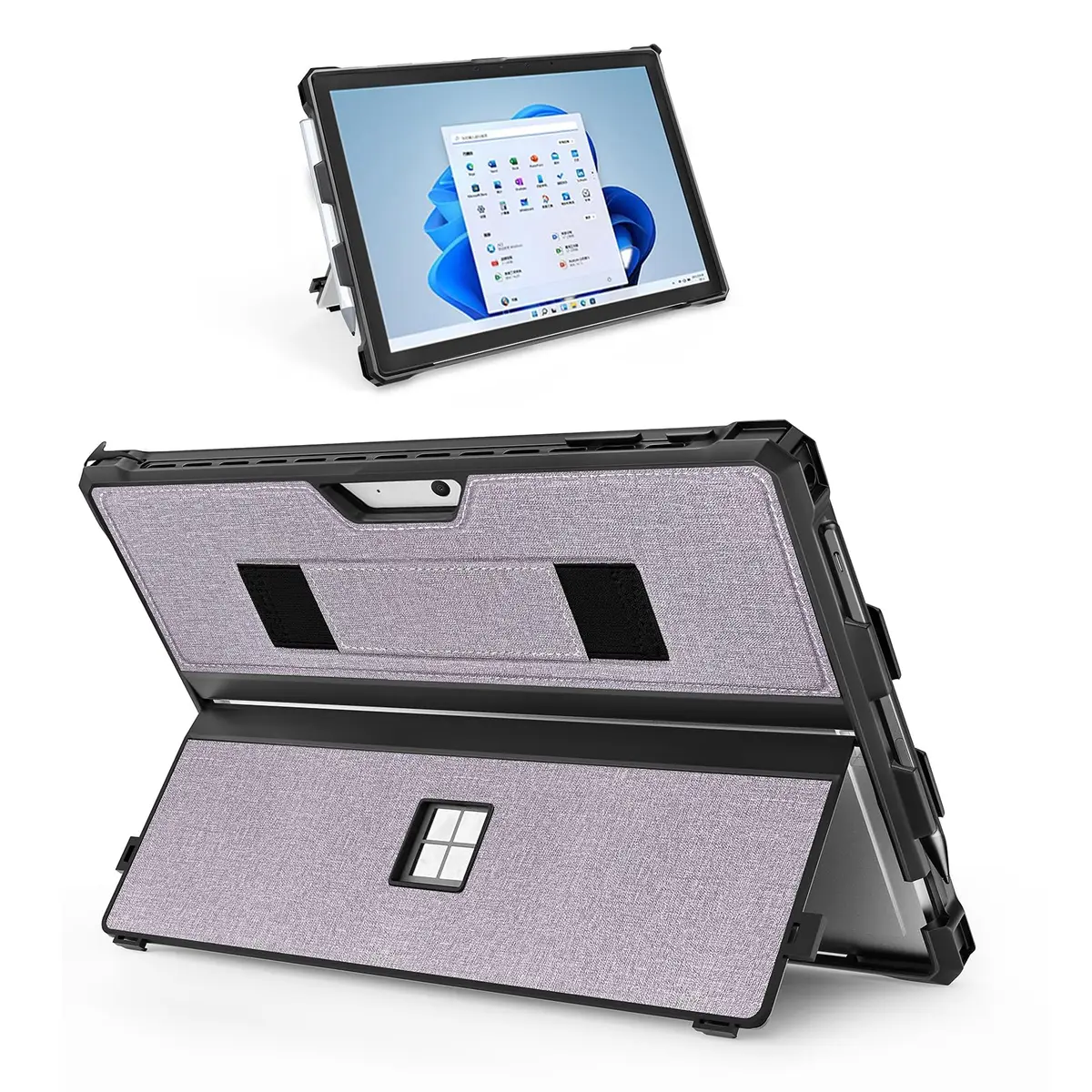 YORUNOHOSHI Rugged Case for 12.3" Microsoft Surface Pro 7+/7/6/5/4 with Pen Holder & Hand Strap (Light Purple) | Drop Protection & Type Cover Compatible - main product image