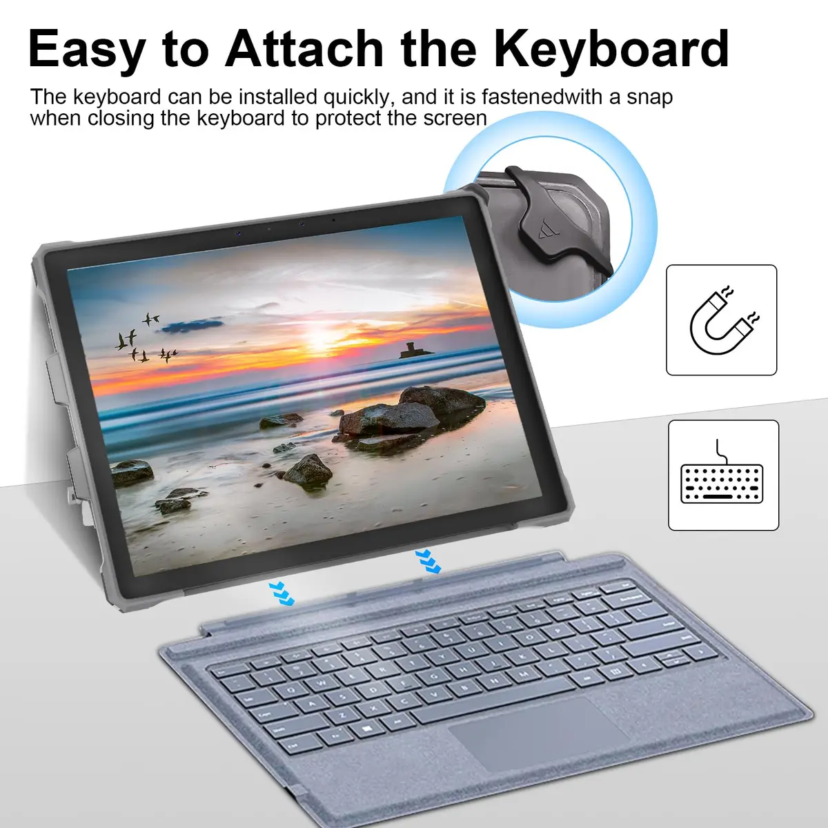 YORUNOHOSHI Rugged Case for 12.3" Microsoft Surface Pro 7+/7/6/5/4 with Pen Holder & Hand Strap (Light Purple) | Drop Protection & Type Cover Compatible - view 7