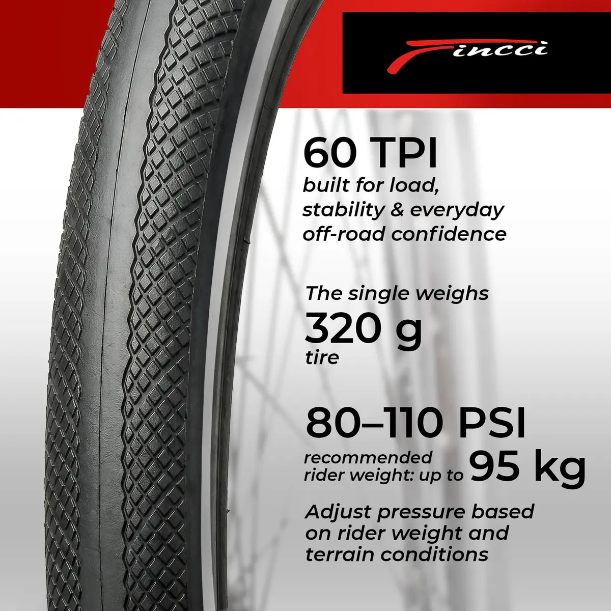 Fincci 700x28c Road Bike Tires Foldable 28-622 with Anti Puncture & Reflective Sidewall - view 5