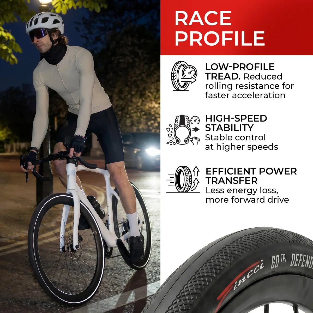 Fincci 700x28c Road Bike Tires Foldable 28-622 with Anti Puncture & Reflective Sidewall - view 4