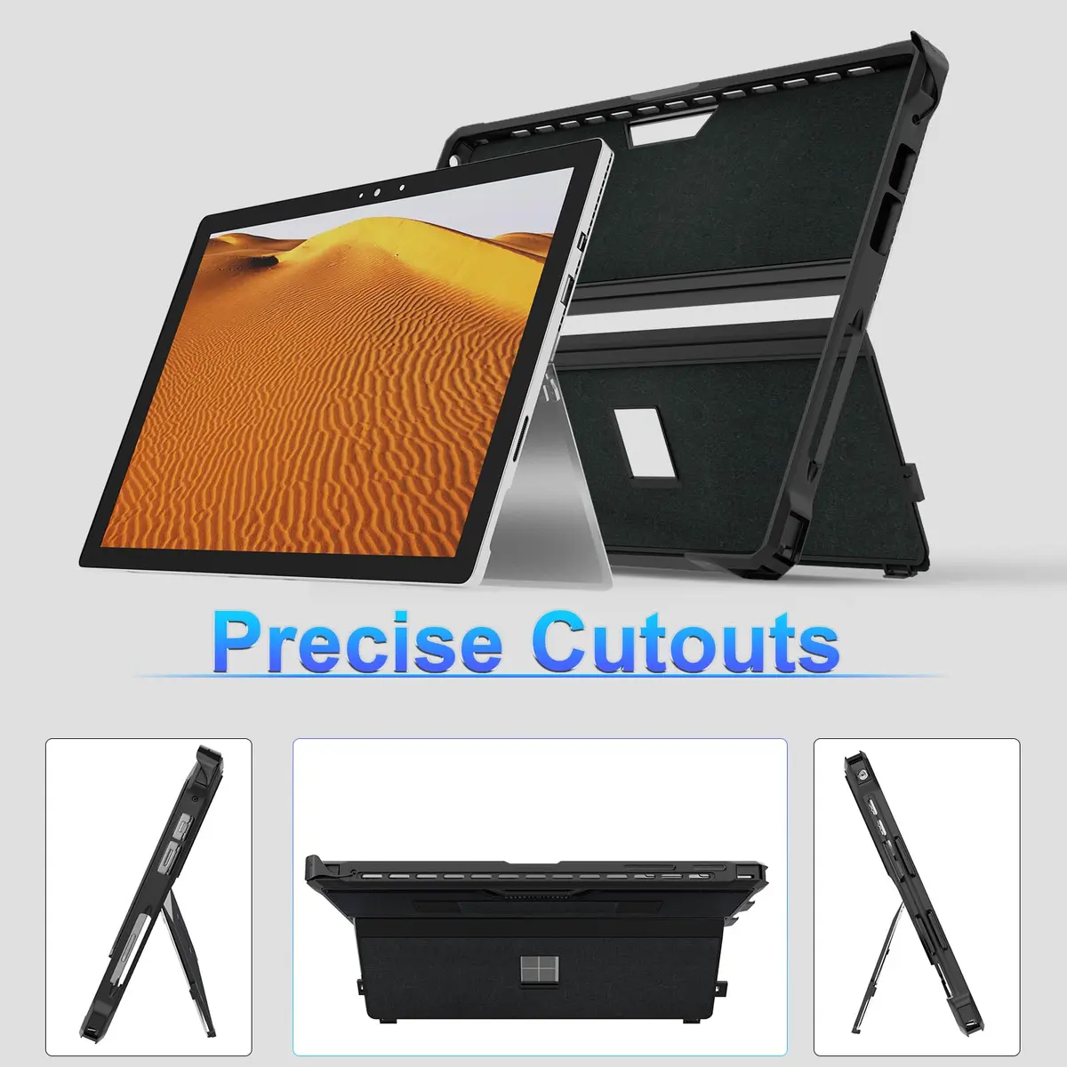 YORUNOHOSHI Case for 12.3" Microsoft Surface Pro 7+/7/6/5/4 | Rugged Cover with Pen Holder & Hand Strap (Black) - view 3