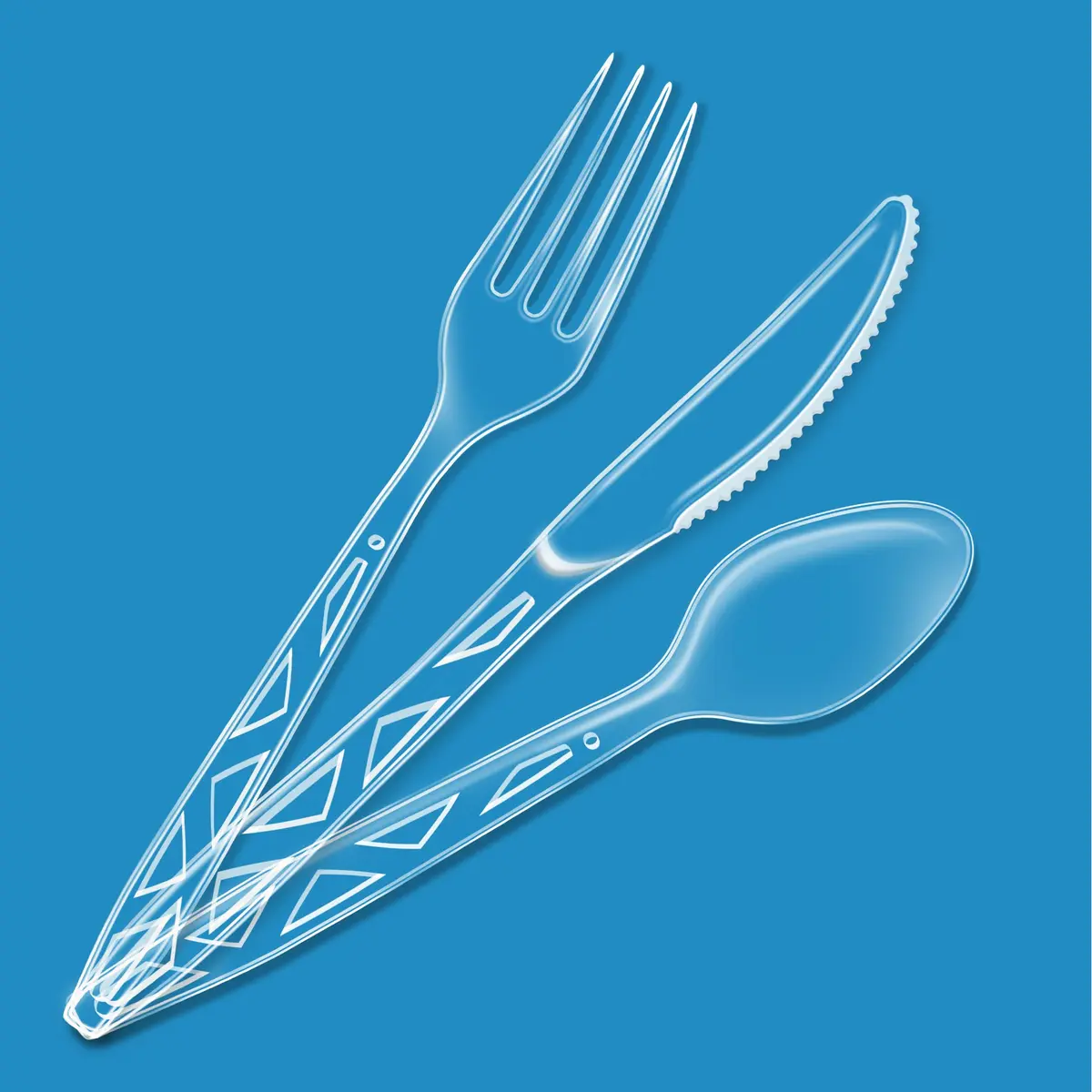 Amazon Basics Disposable Clear Plastic Cutlery Set 192 Count | Value Pack Flatware - view 2
