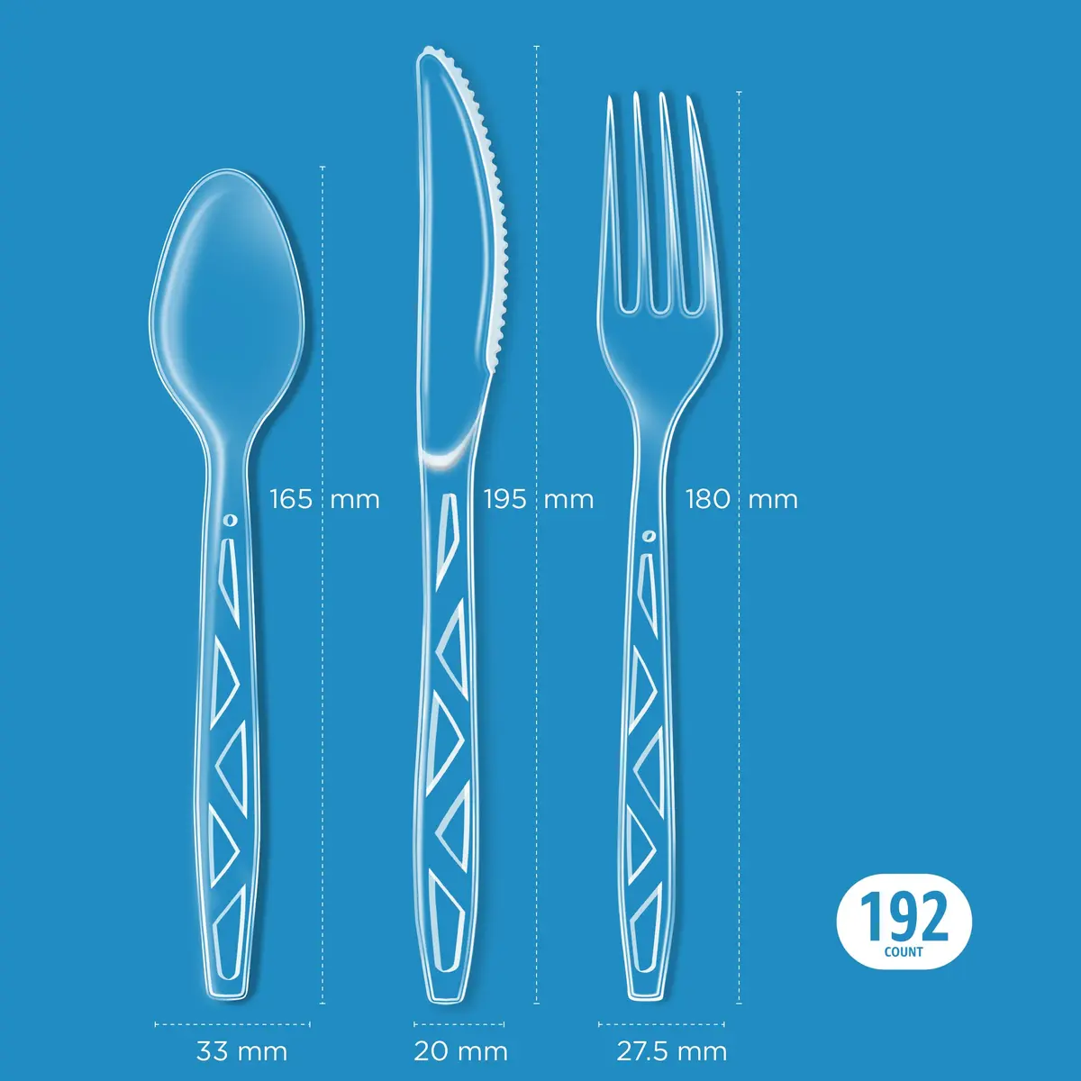 Amazon Basics Disposable Clear Plastic Cutlery Set 192 Count | Value Pack Flatware - view 3