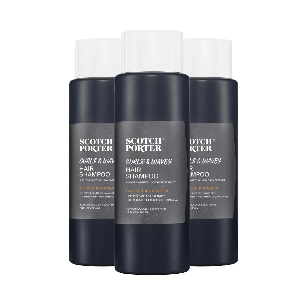 Scotch Porter Curls & Waves Shampoo for Men, 13oz (3-Pack) | Gentle & Hydrating for Curly & Wavy Hair - main product image