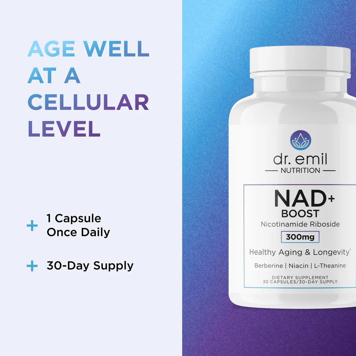 DR. EMIL NUTRITION Aging & Longevity Capsules | NAD+ Support, Berberine & L-Theanine, 30 Capsules - view 6