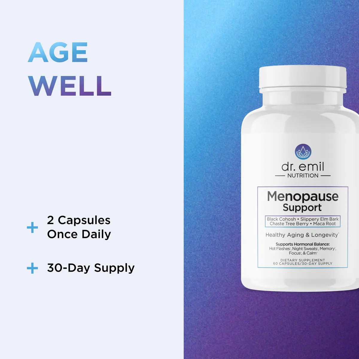 Dr. Emil Menopause Support, Herbal Blend, 60 Capsules | Hormone Balance & Symptom Relief - view 6