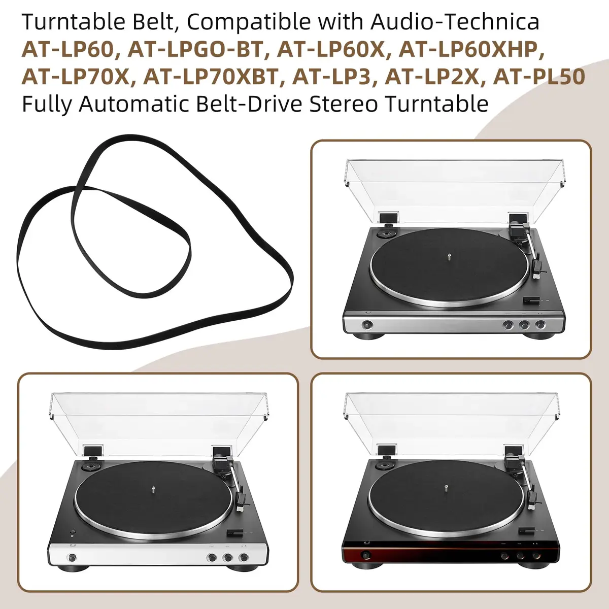 Sxkxm Turntable Belt for Audio-Technica AT-PL50 AT-LP60 | 320 x 4 x 1 mm Rubber Drive Belt - view 3