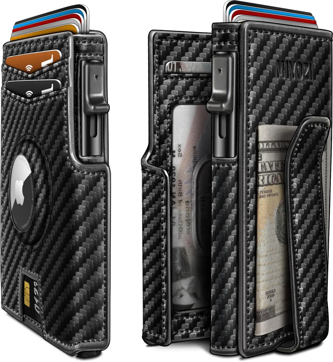 miyozi Airtag Wallet for Men, Slim Metal Card Holder with RFID Block & Money Clip - main product image