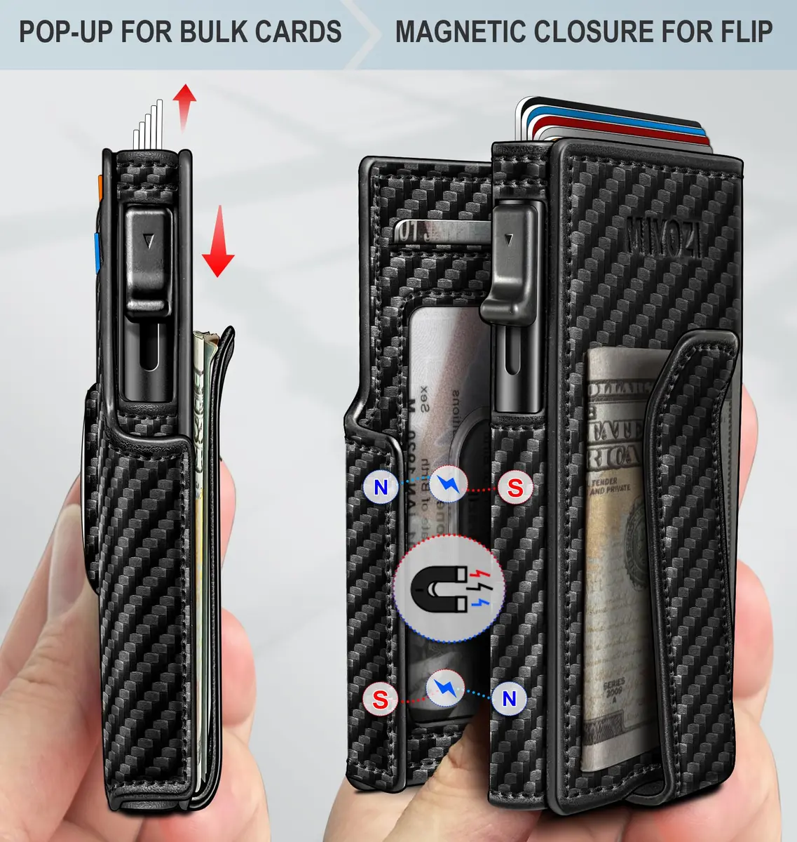 miyozi Airtag Wallet for Men, Slim Metal Card Holder with RFID Block & Money Clip - view 3