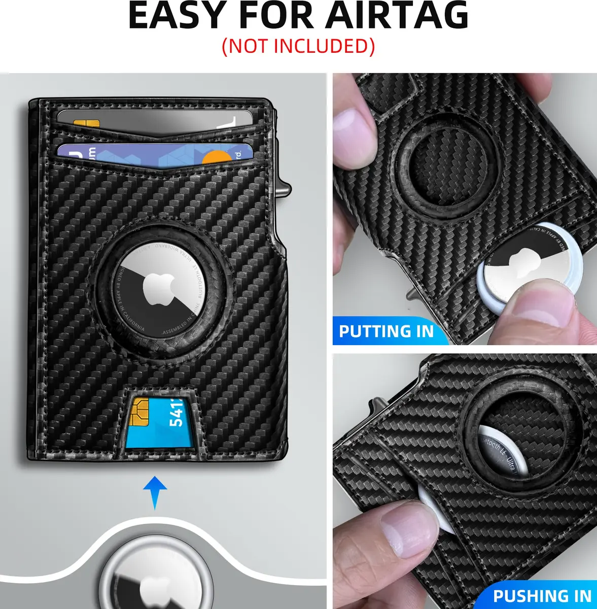 miyozi Airtag Wallet for Men, Slim Metal Card Holder with RFID Block & Money Clip - view 4