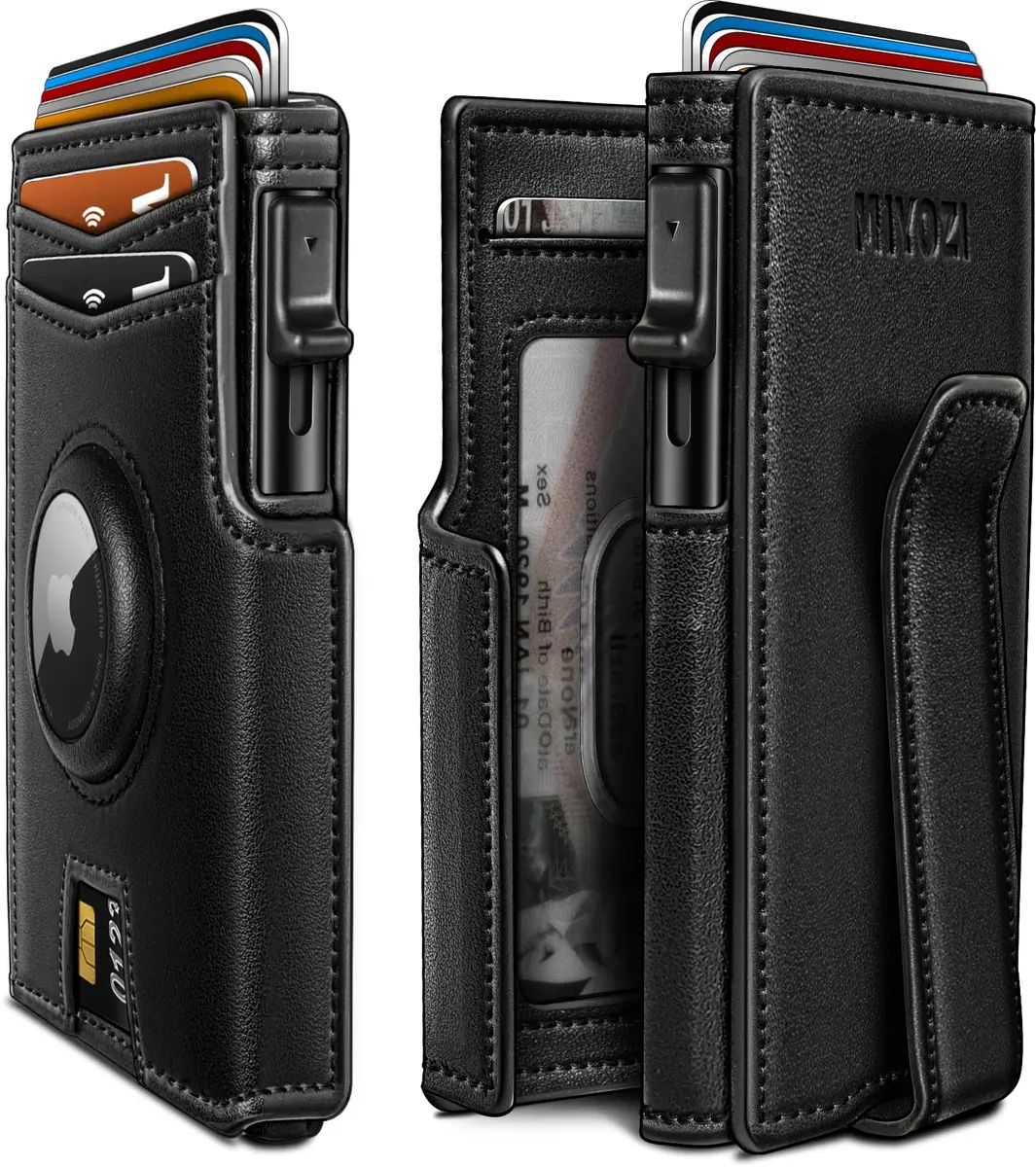 miyozi Airtag Wallet for Men, Slim RFID Wallet with Money Clip, 10 Card Slots, Magnetic Closure, Gift Box - main product image