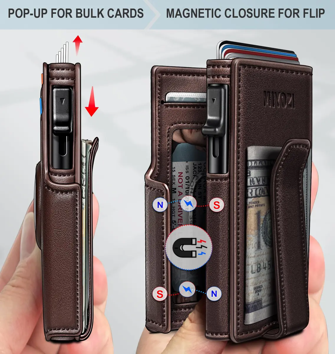 miyozi Airtag Wallet for Men, Slim RFID Wallet with Money Clip & Magnetic Closure | Fits 10 Cards - view 3