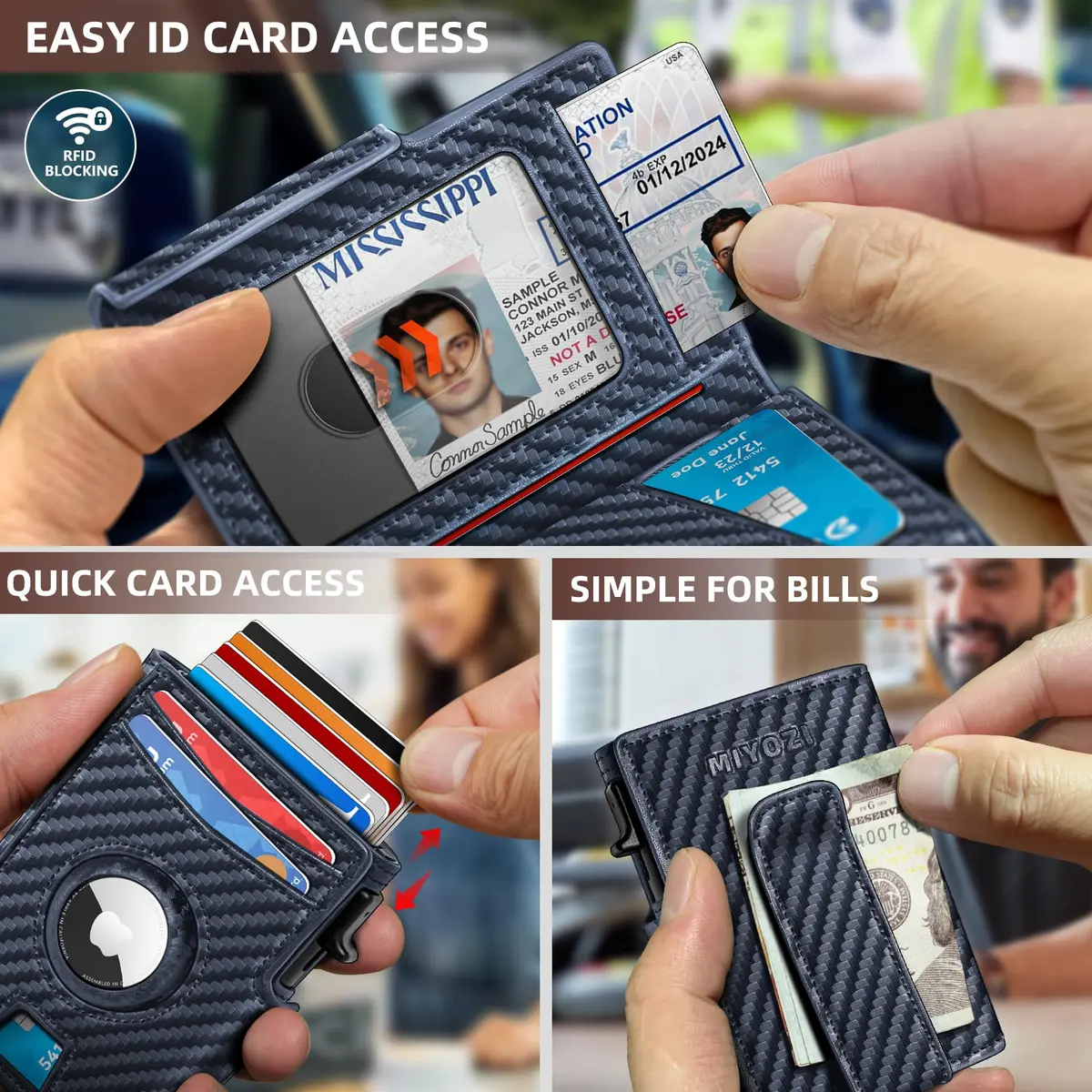 miyozi Airtag Wallet for Men with Money Clip Slim RFID Blocking Gift Box - view 5