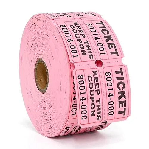L LIKED Raffle Tickets Double Rolls Pink 1000 Pairs | Consecutive Numbering for Events - main product image