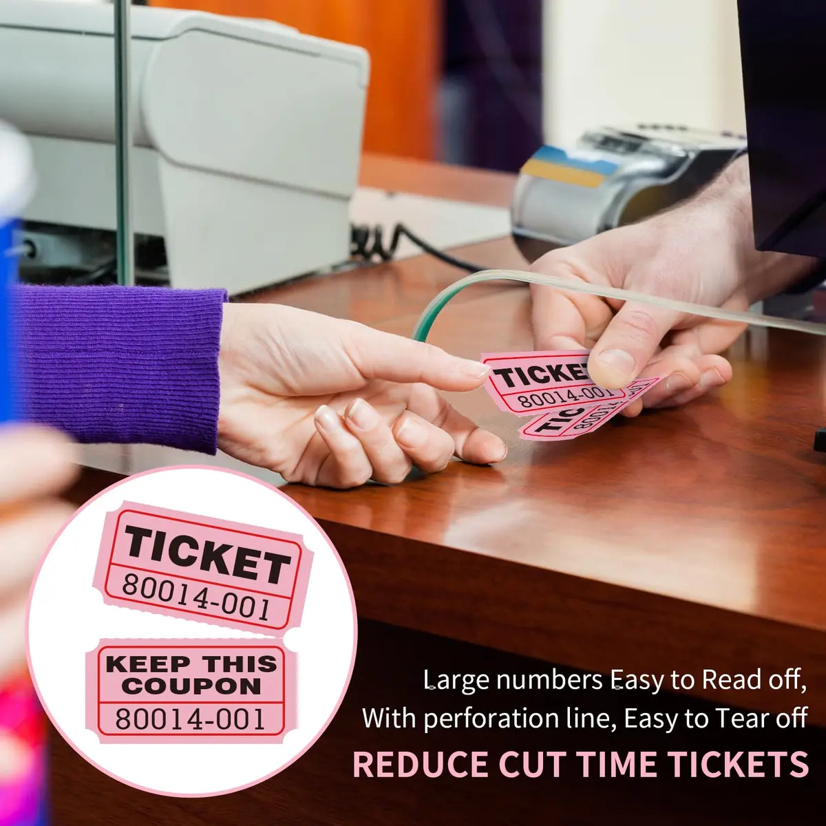 L LIKED Raffle Tickets Double Rolls Pink 1000 Pairs | Consecutive Numbering for Events - view 6