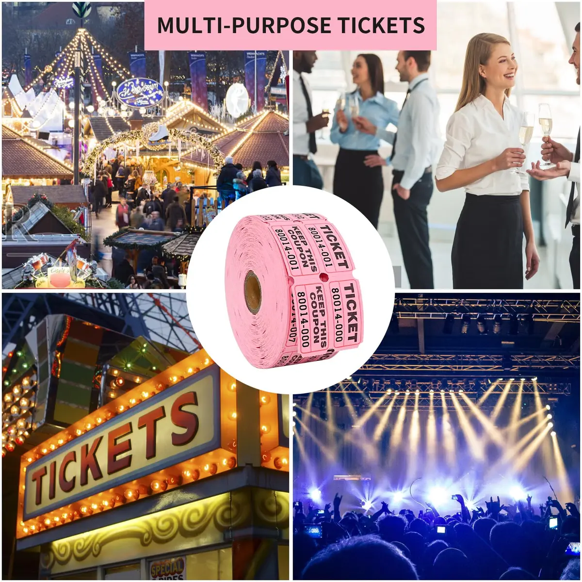 L LIKED Raffle Tickets Double Rolls Pink 1000 Pairs | Consecutive Numbering for Events - view 7