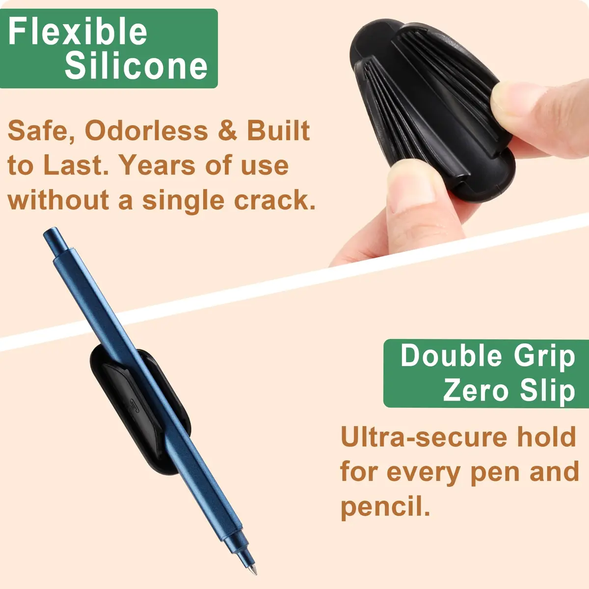 Tiizze Silicone Adhesive Pencil Holders for Classroom & Desk, 10 Pack Black | Durable Silicone Pen Holders for School & Office - view 2
