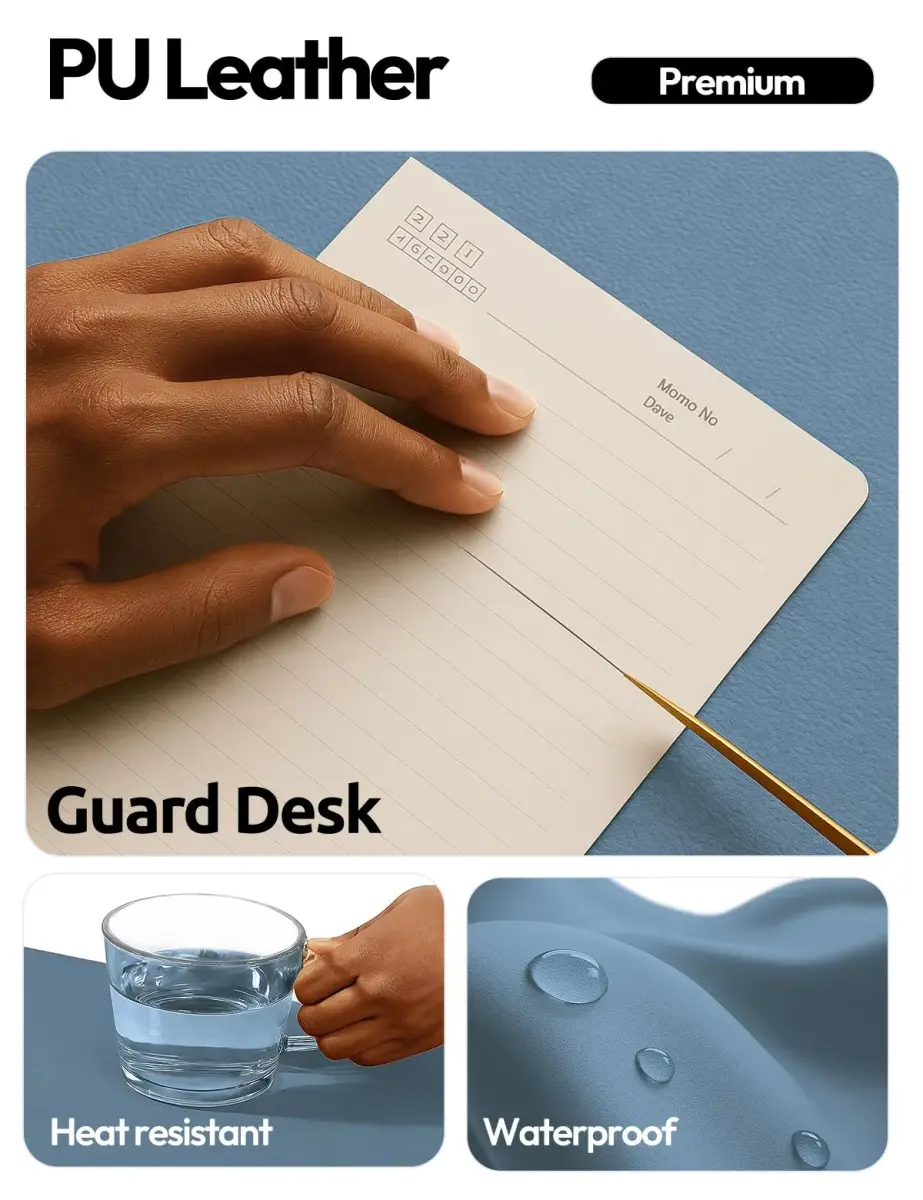 YSAGi Leather Desk Protector Pad, Large Mouse Mat, Non-Slip PU Blotter (Blue, 47.2" x 23.6") - view 2