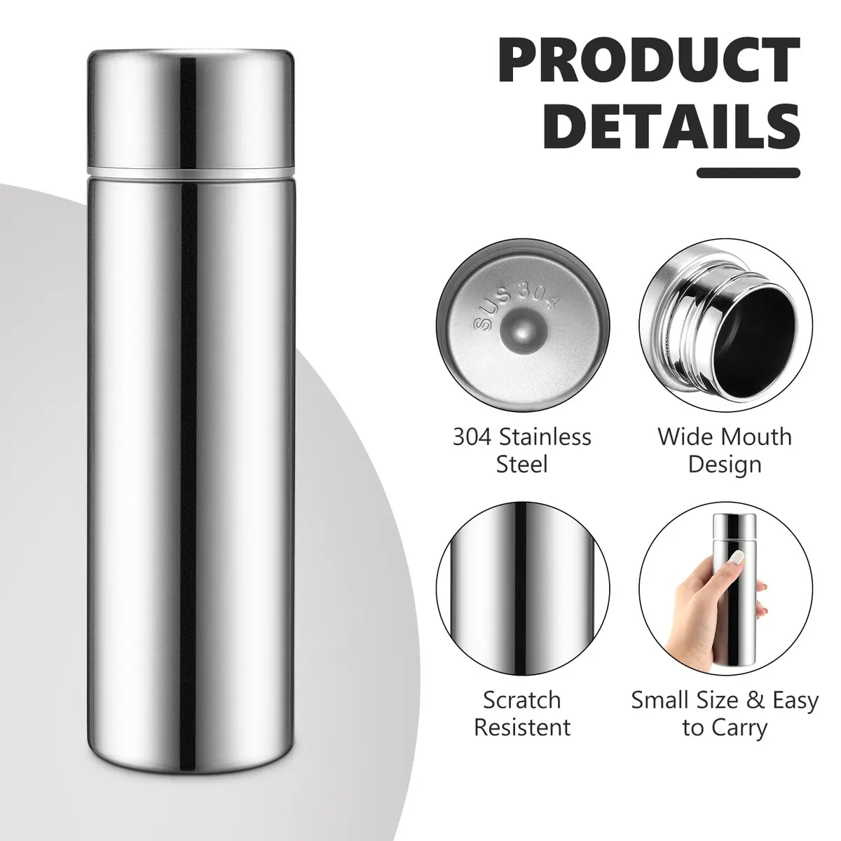 Vesici Mini Insulated Water Bottle 130ml | Portable Stainless Steel Flask for Travel & Kids - view 3