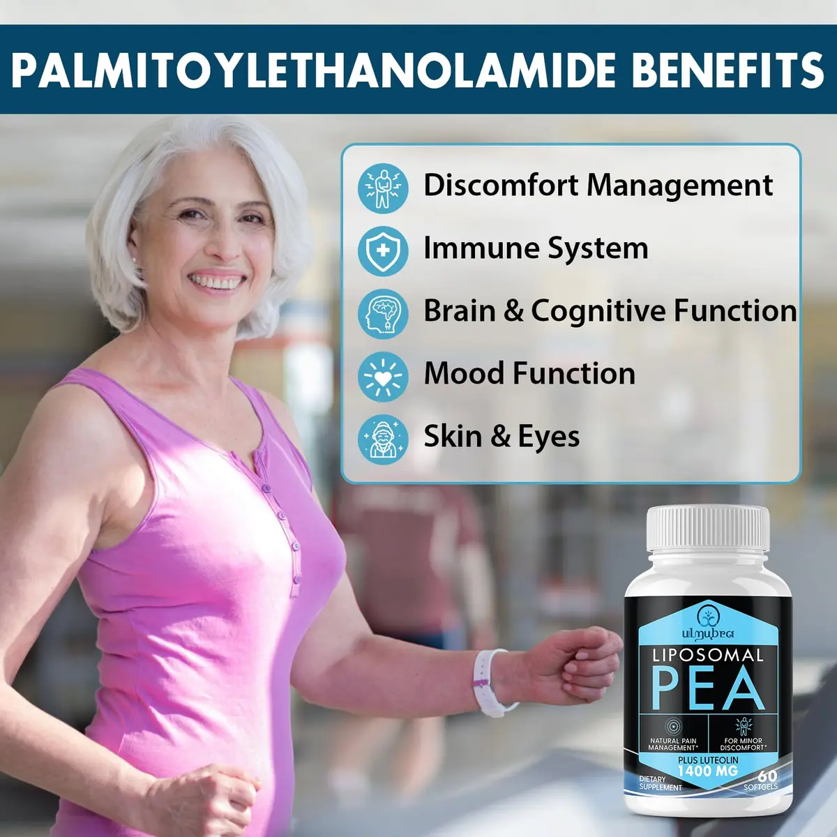 Ulmubra Liposomal Palmitoylethanolamide 1300 MG + Luteolin 100 MG | Superior Absorption for Discomfort Relief (70-120 chars) - view 5