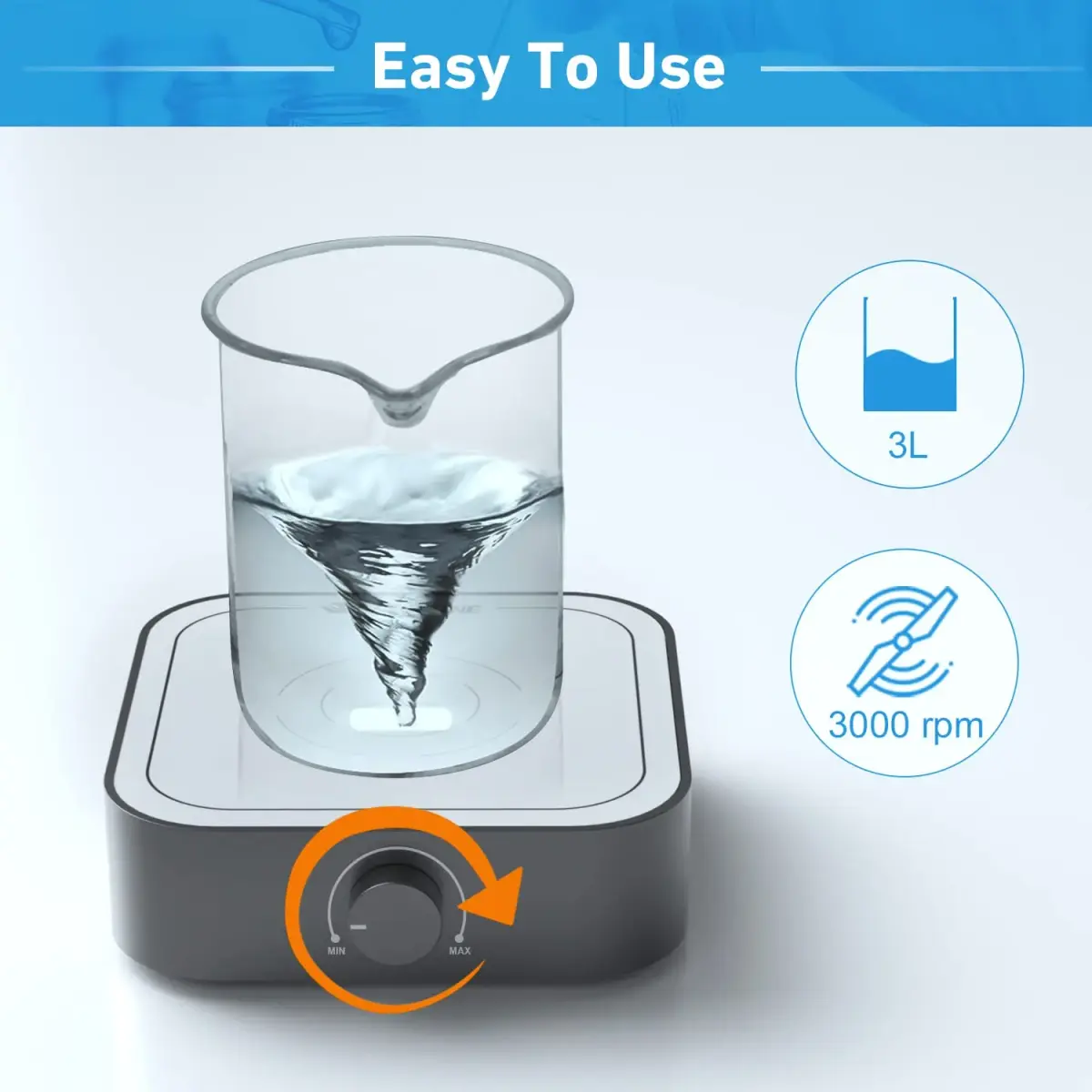 WEST TUNE Rechargeable Magnetic Stirrer Mixer 3000ml (101.4 Fl Oz) | Brushless DC Motor Lab Stir Plate - view 3