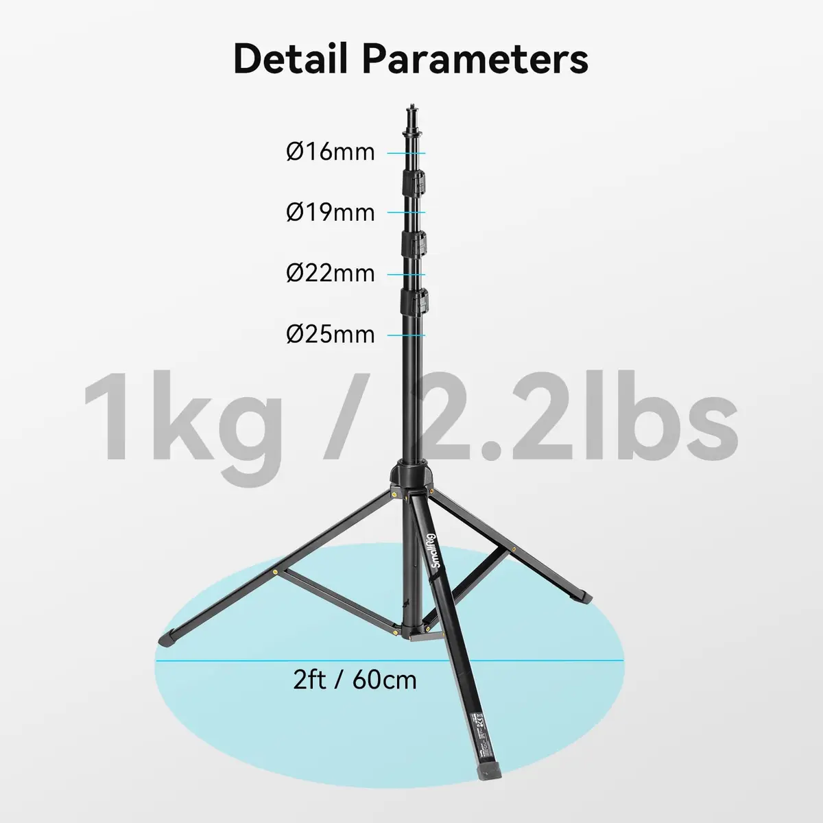 SMALLRIG RA-S200 Light Stand 6.6ft Aluminum Adjustable Support for Photography & Studio Use - view 7