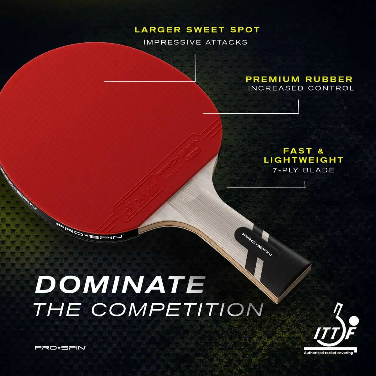 PRO-SPIN 4-Player Carbon Fiber Ping Pong Paddle Set with 8 ITTF Balls | Shakehand Grip, Red - view 3