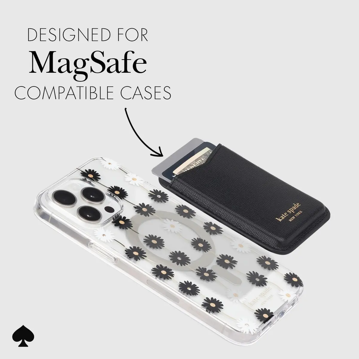 kate spade new york Magnetic Card Holder/Wallet - Black | MagSafe Compatible, Elegant Leather Design - view 5