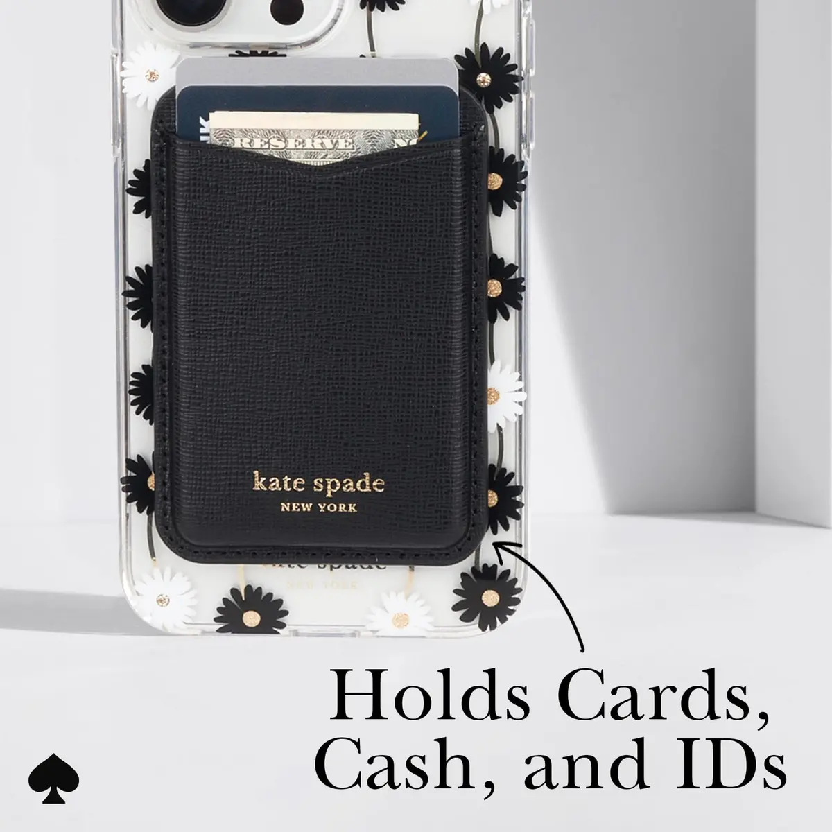 kate spade new york Magnetic Card Holder/Wallet - Black | MagSafe Compatible, Elegant Leather Design - view 6