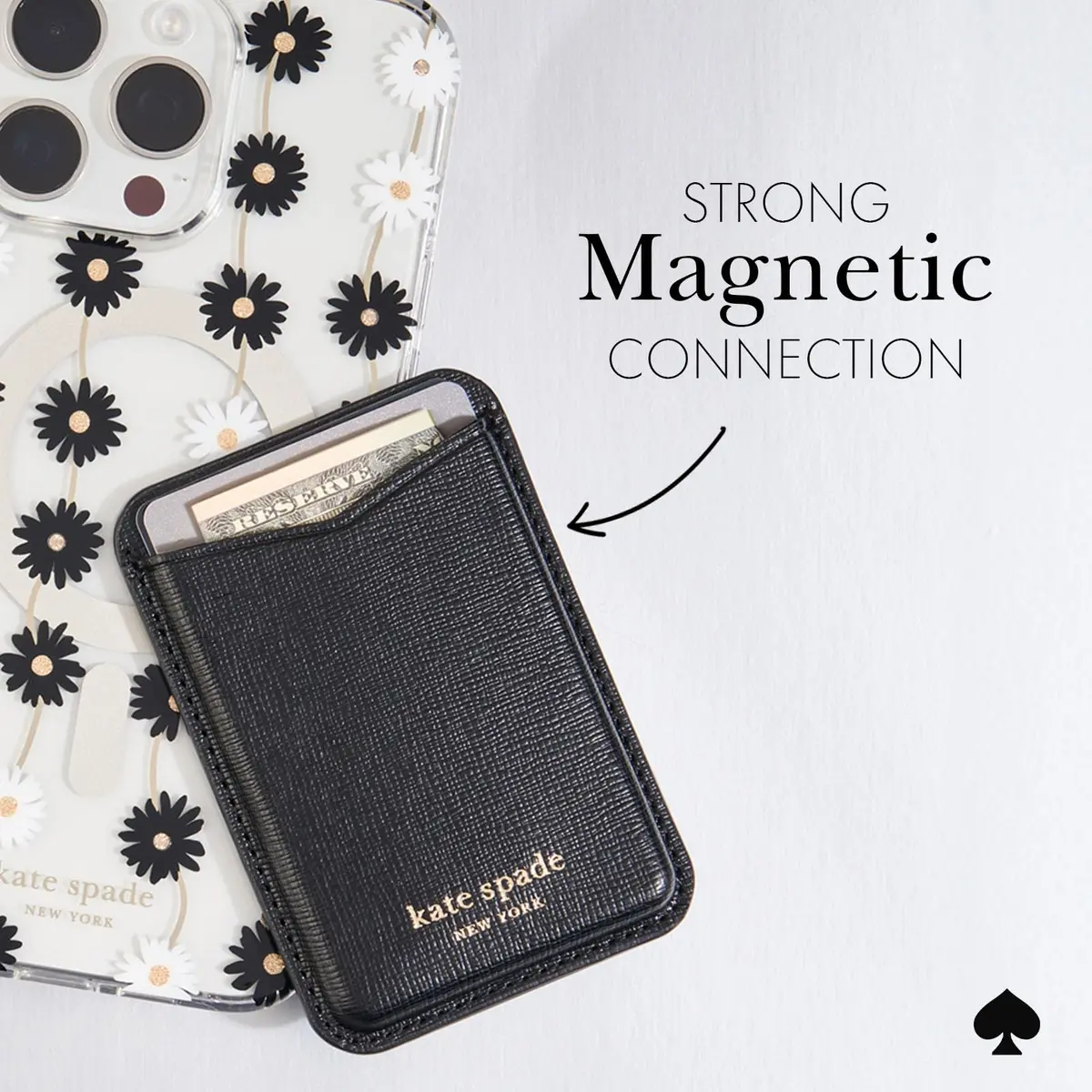kate spade new york Magnetic Card Holder/Wallet - Black | MagSafe Compatible, Elegant Leather Design - view 2