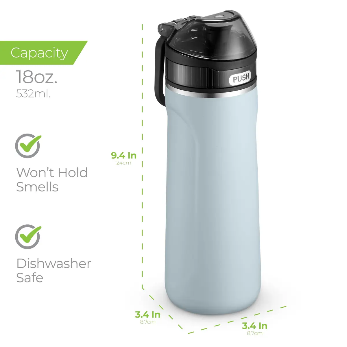 SIPX Insulated Water Bottle 18 oz | Leakproof Triple Insulated Stainless Steel, BPA-Free, Slim Durable Bottle for School, Gym & Office, Blue - view 3