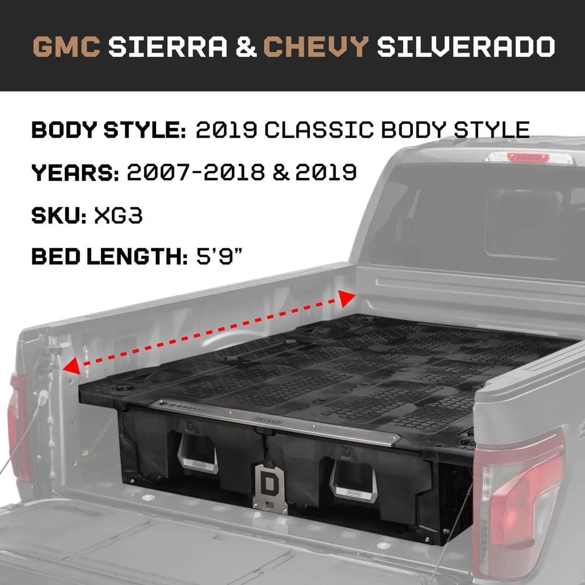DECKED Truck Bed Storage System Compatible with Chevy Silverado & GMC Sierra 1500 5'9" Bed | Rugged USA Made - view 3