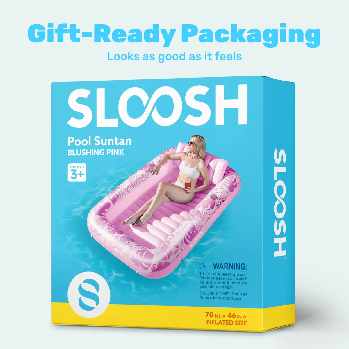 Sloosh Inflatable Tanning Pool Lounger Float 70" x 46" | Ergonomic Solo Comfort Design - view 9