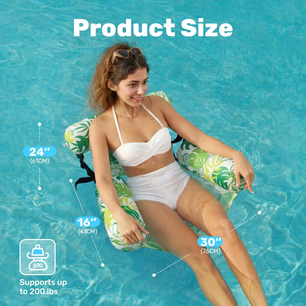 Sloosh Inflatable Pool Floats 2-Pack | 103.7 cm (40.8 in) x 30 cm (11.8 in) x 24 cm (9.4 in) - Summer Leaves - view 5