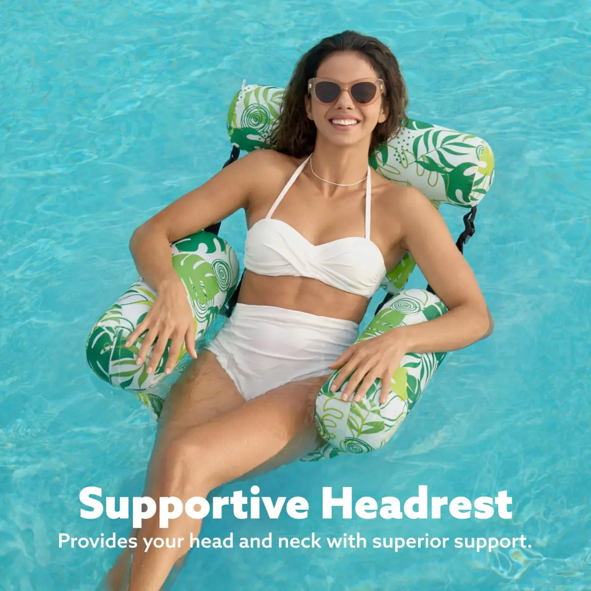 Sloosh Inflatable Pool Floats 2-Pack | 103.7 cm (40.8 in) x 30 cm (11.8 in) x 24 cm (9.4 in) - Summer Leaves - view 6
