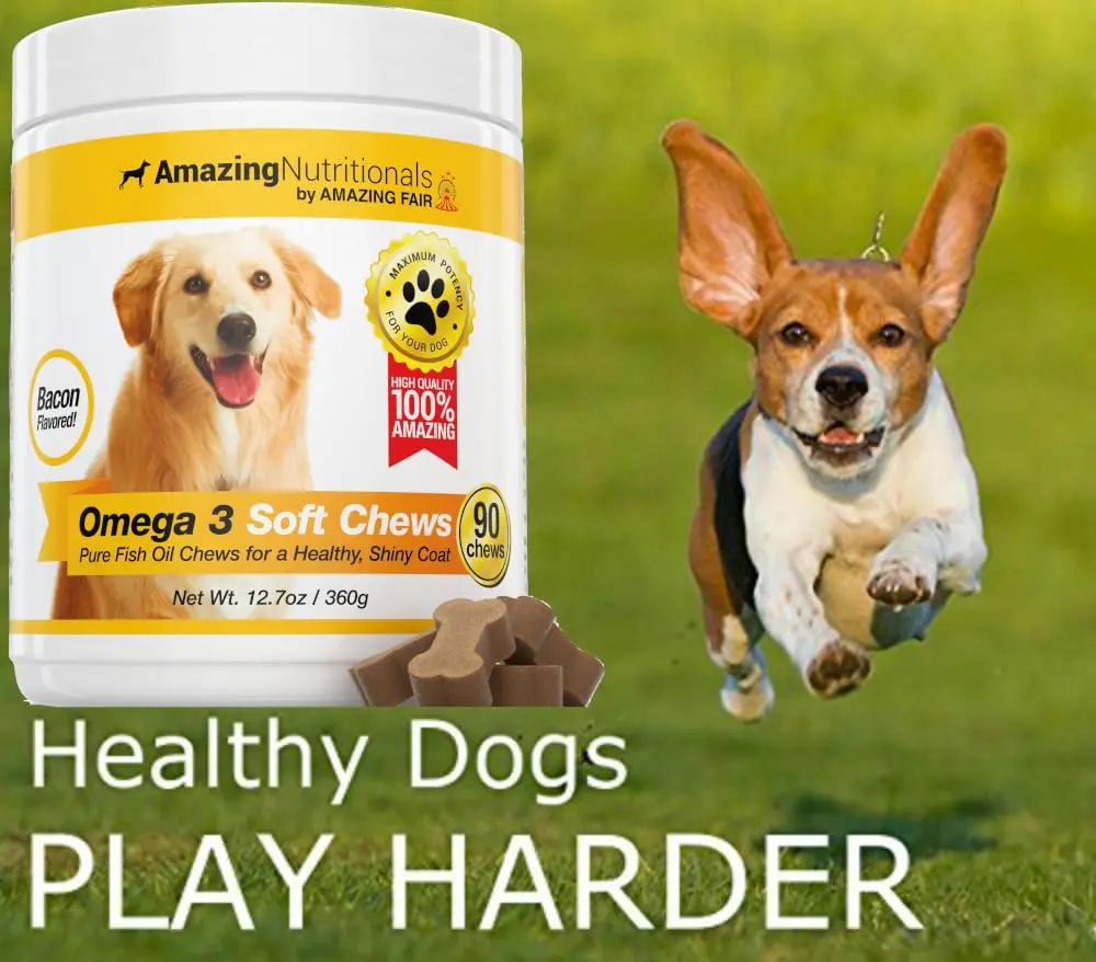Amazing Omega 3 for Dogs - Fish Oil Soft Chews 90 Bacon Flavored | Skin & Coat Support - view 4