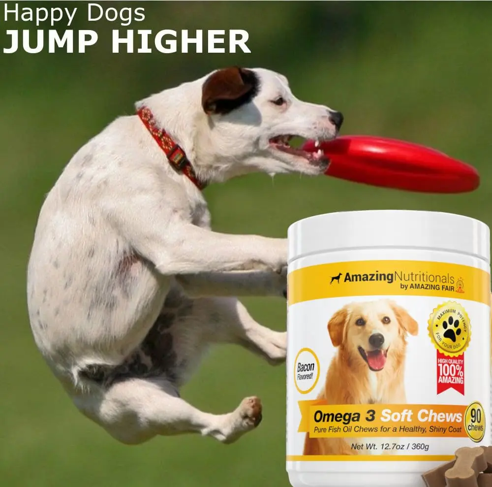 Amazing Omega 3 for Dogs - Fish Oil Soft Chews 90 Bacon Flavored | Skin & Coat Support - view 3