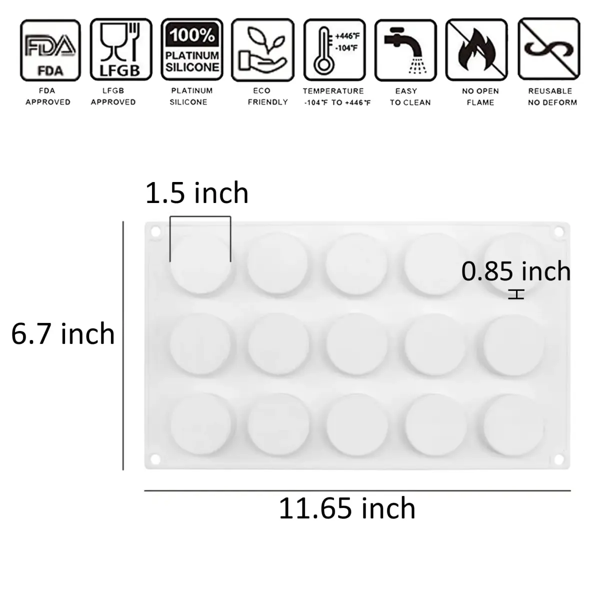 OCPO Kitchen Cylinder Silicone Mold for Baking Mousse Cake, 15 Cavities | Easy Release Dessert & Chocolate Mold - view 2