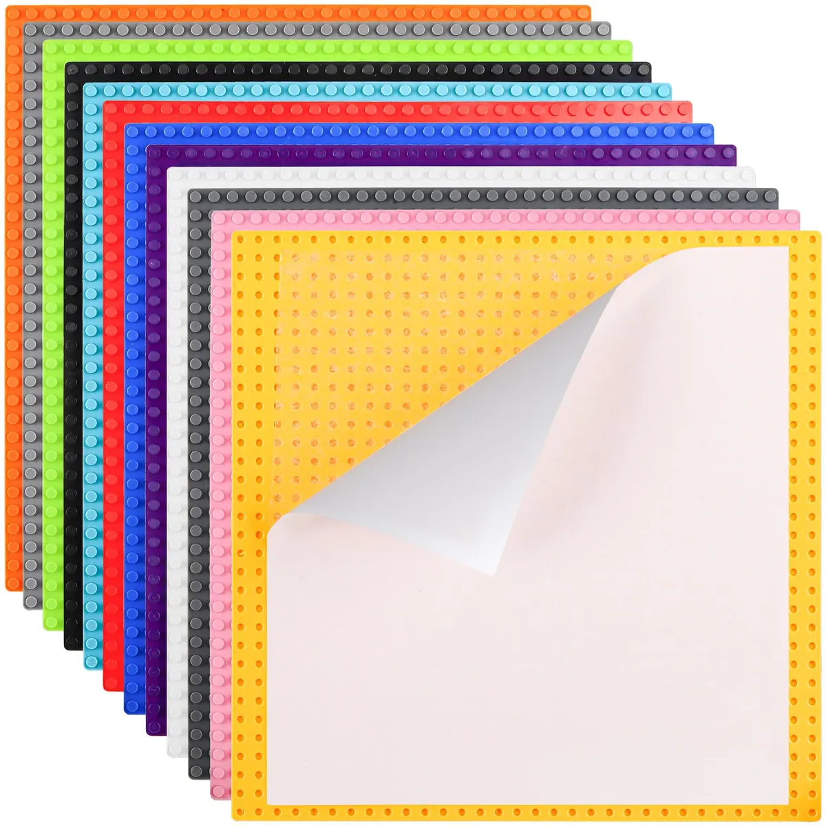 ZEAYEA Peel and Stick Baseplates 10 x 10 Inch | 12 Colors for Imaginative Play - main product image