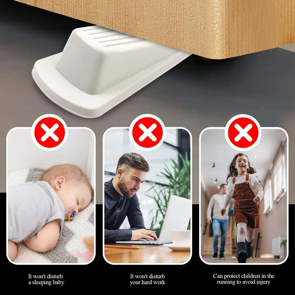 Utron White 4 Pack Door Stoppers | Floor Mount Rubber Door Wedge (10.9 cm x 5.6 cm x 3.3 cm) - view 5