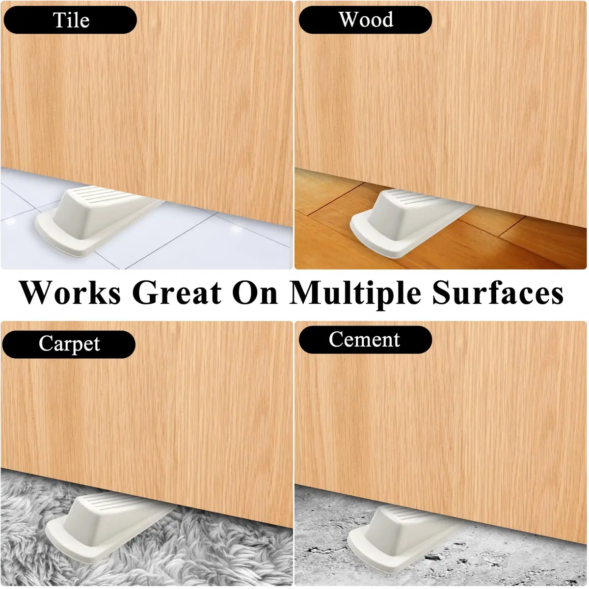 Utron White 4 Pack Door Stoppers | Floor Mount Rubber Door Wedge (10.9 cm x 5.6 cm x 3.3 cm) - view 6