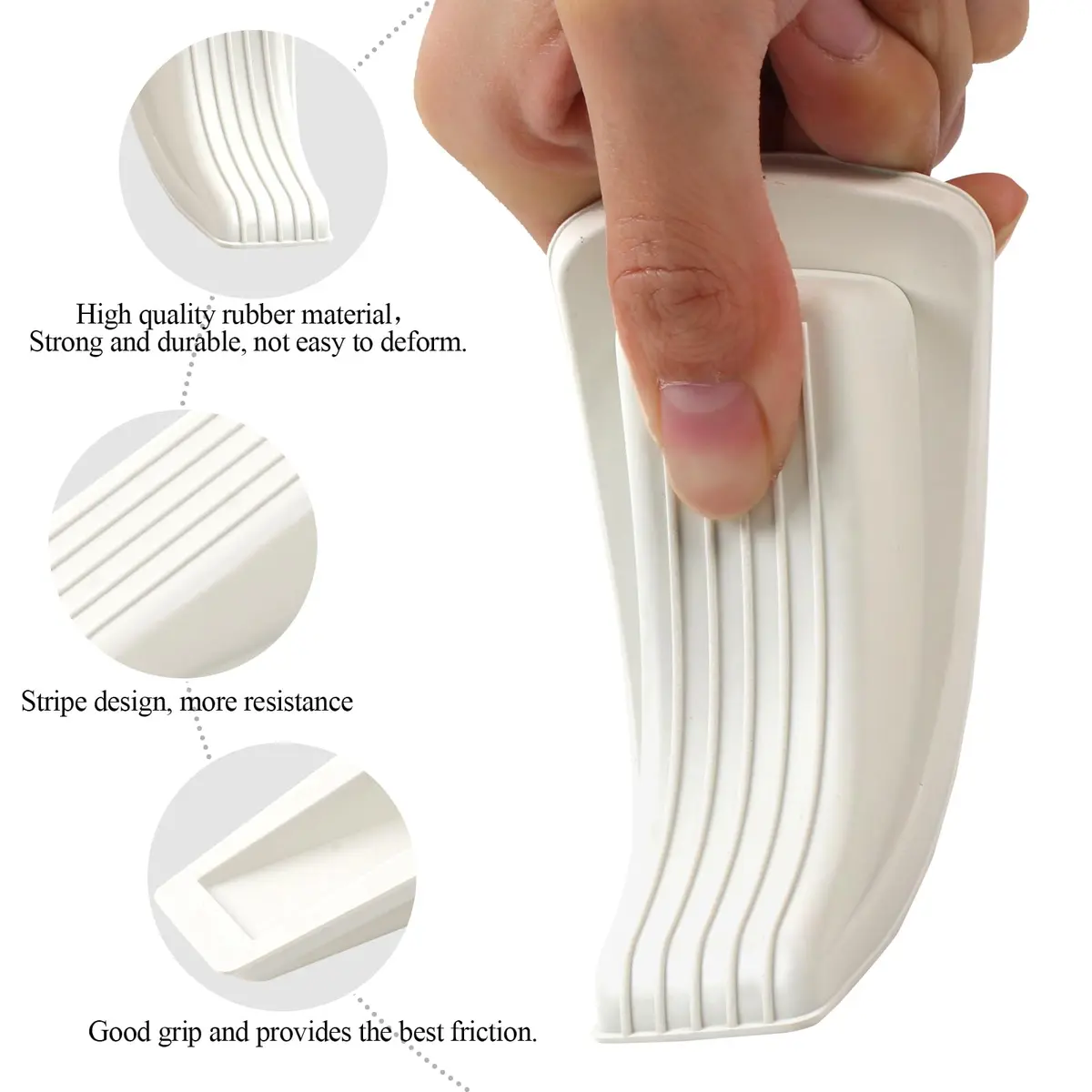 Utron White 4 Pack Door Stoppers | Floor Mount Rubber Door Wedge (10.9 cm x 5.6 cm x 3.3 cm) - view 3
