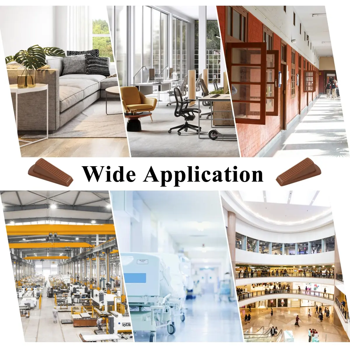 Utron Rubber Door Stopper Wedge 4.8x2.2x1.3in (Brown, 4-Pack) | Grips All Floor Types - view 6