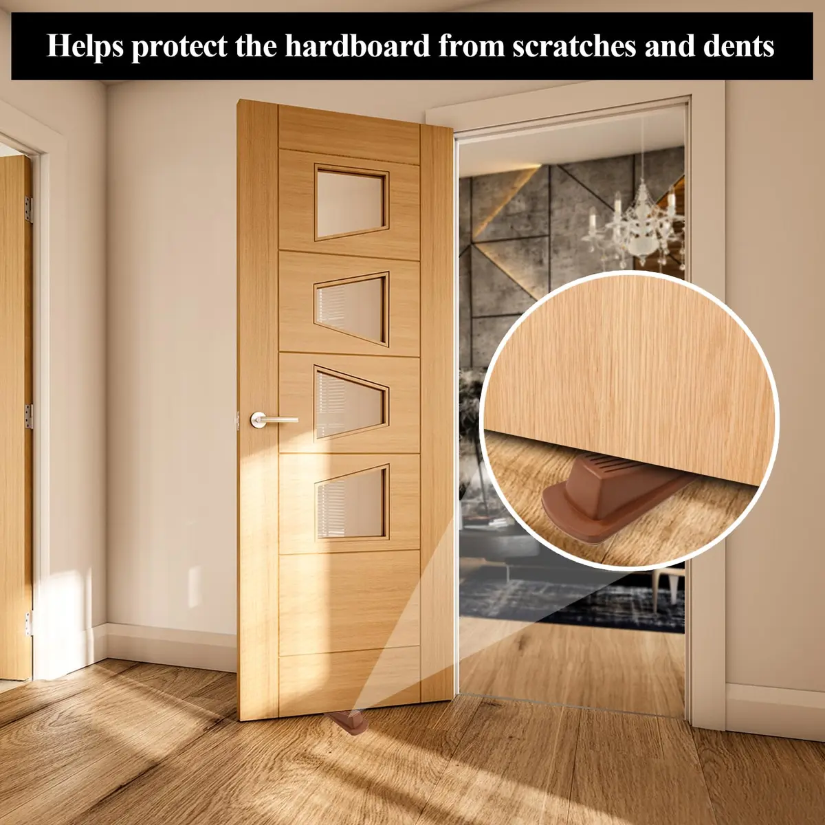 Utron Rubber Door Stopper Wedge 4.8x2.2x1.3in (Brown, 4-Pack) | Grips All Floor Types - view 3