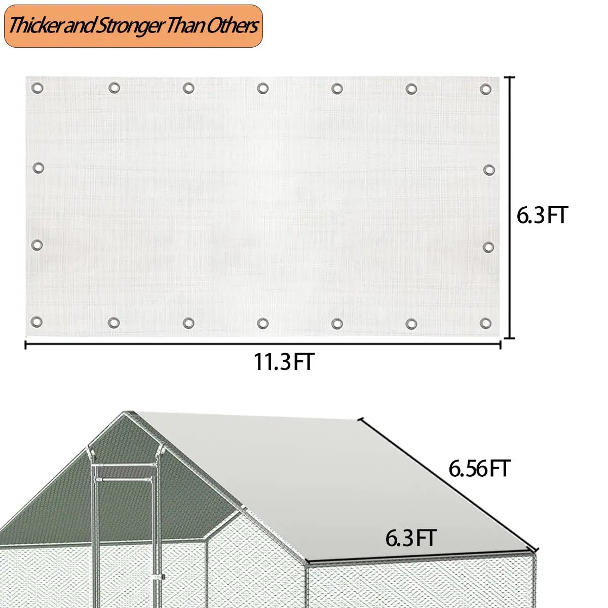 Ahpuhtan Waterproof Chicken Coop Cover 11.3*6.3 FT | UV & Weather Resistant for Winter - view 2