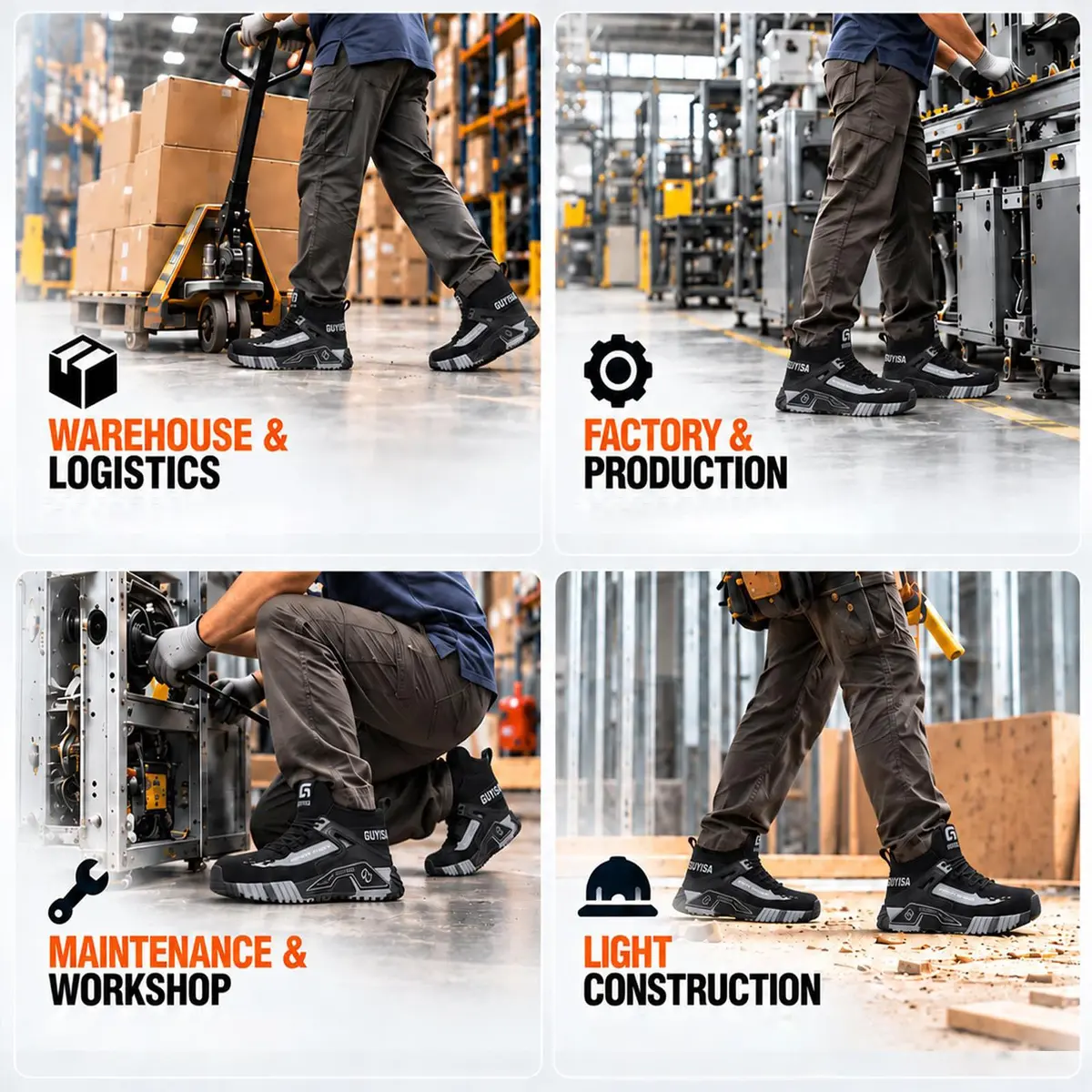GUYISASH Steel Toe Shoes for Men Comfy Black Work Safety Shoes | Impact & Puncture Protection (120 chars) - view 8