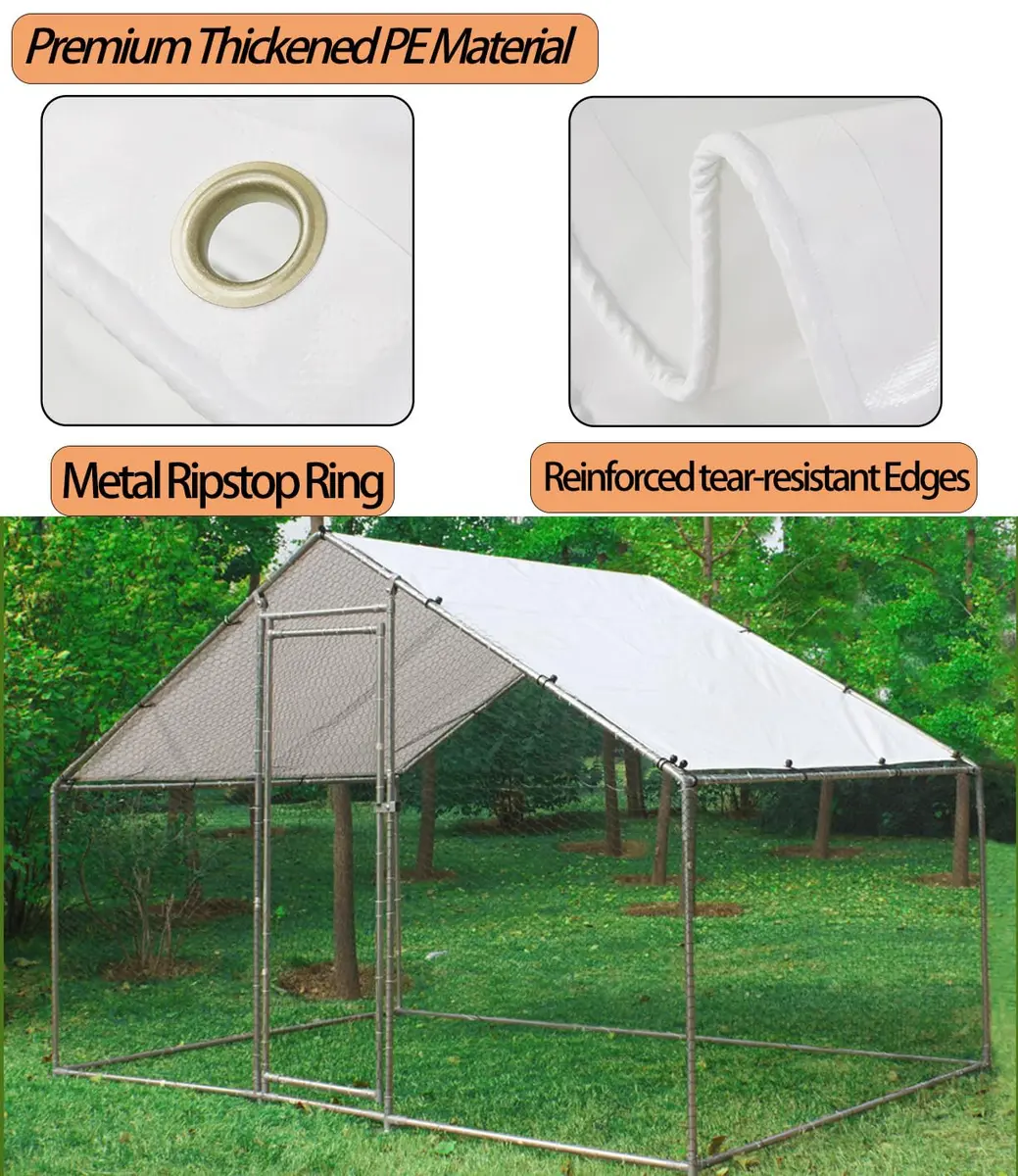 Ahpuhtan Chicken Coop Cover Waterproof 11.3 ft x 6.3 ft | UV & Rain Resistant for Winter - view 3